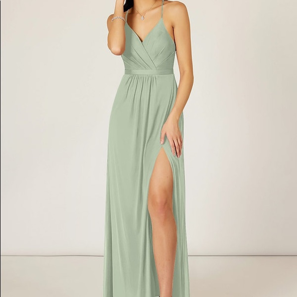 Azazie Luxy Bridesmaid Dress in Sage Green, size A0